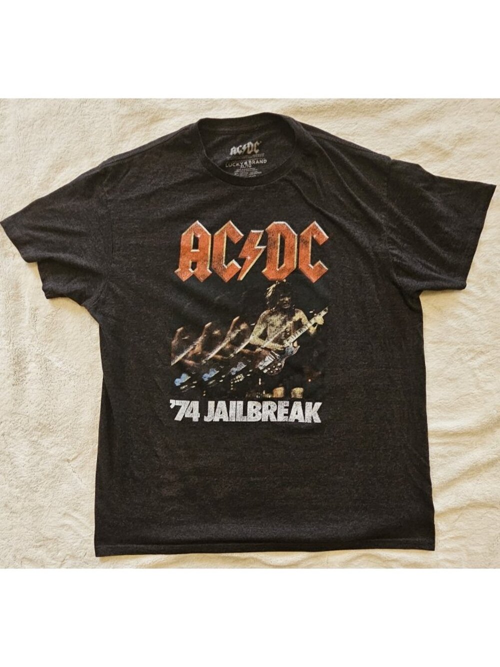 Lucky Brand AC/DC Jailbreak 74 Graphic T-Shirt Mens XL Black Rock Band Tee - Picture 1 of 6